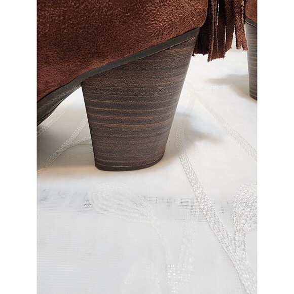 NEW DIRECTIONS JOJO WOMEN 9 DARK BROWN CEDAR WEDGES CONTEMPORARY STYLISH BOOTIES - Picture 7 of 13